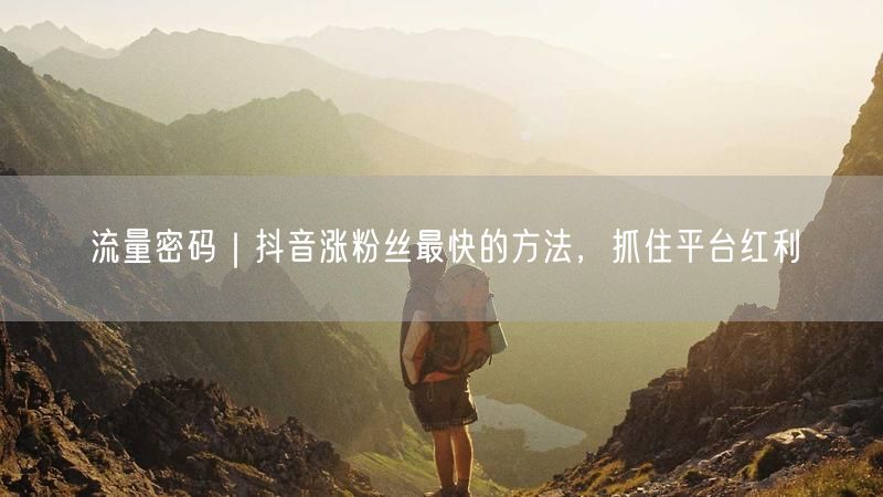 流量密码｜抖音涨粉丝最快的方法，抓住平台红利