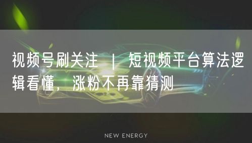 视频号刷关注 ｜ 短视频平台算法逻辑看懂，涨粉不再靠猜测