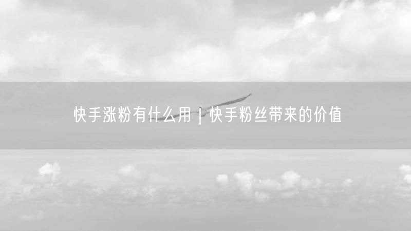 快手涨粉有什么用｜快手粉丝带来的价值